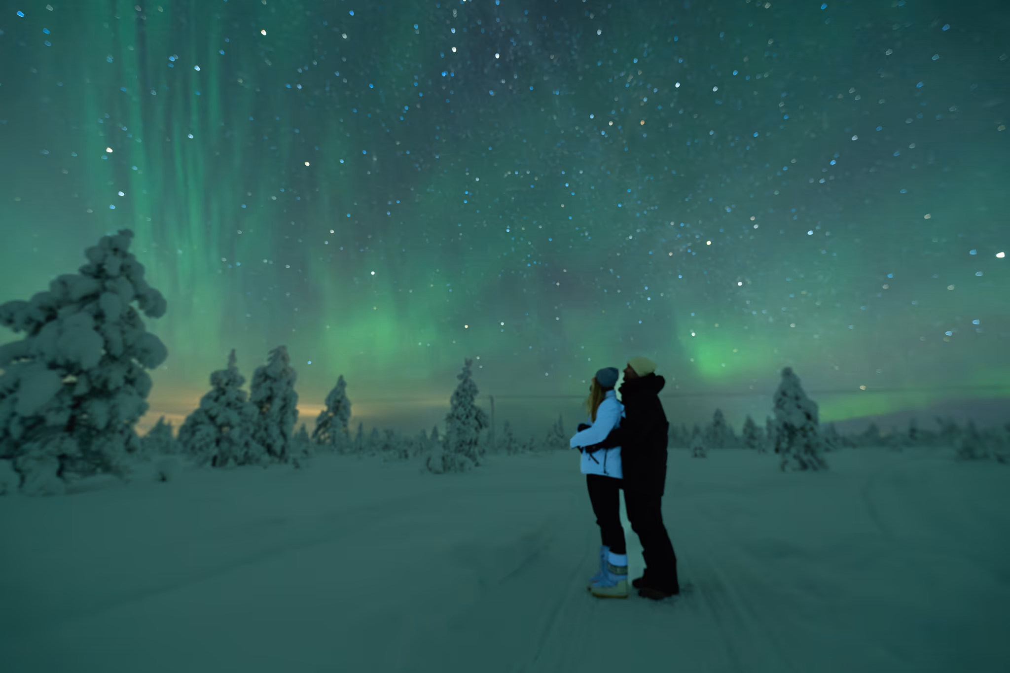 Foto reale di aurora da un tour Lapland Explorers