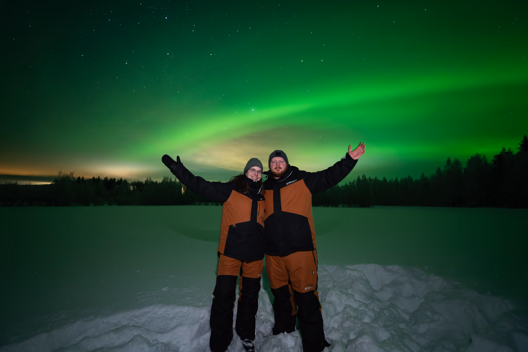 Foto real de aurora de um tour da Lapland Explorers