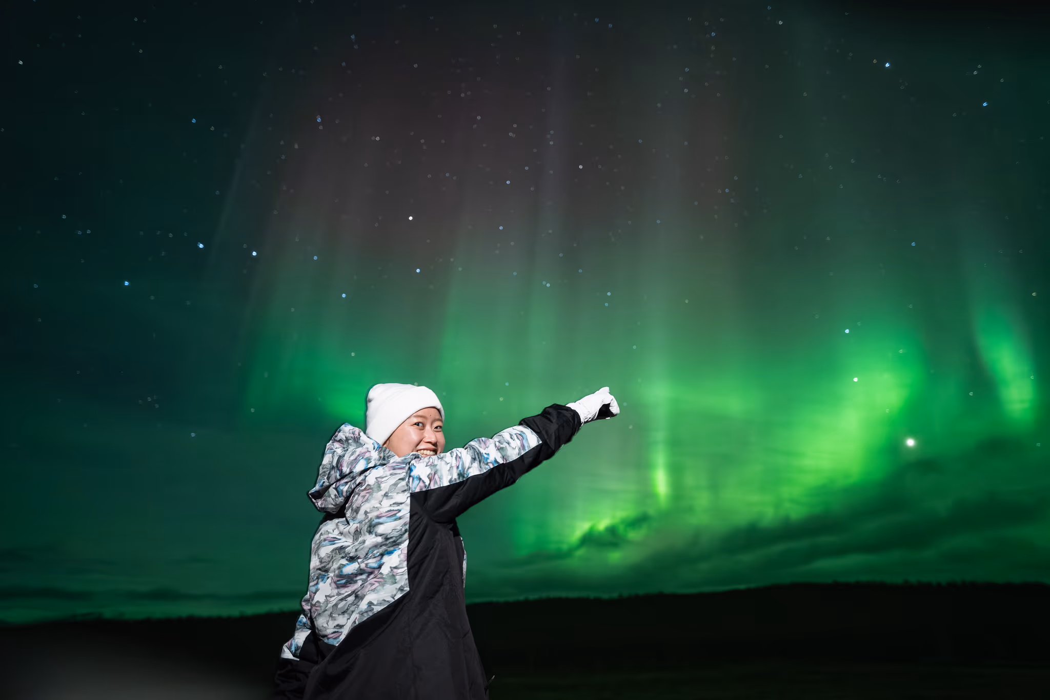 Foto reale di aurora da un tour Lapland Explorers