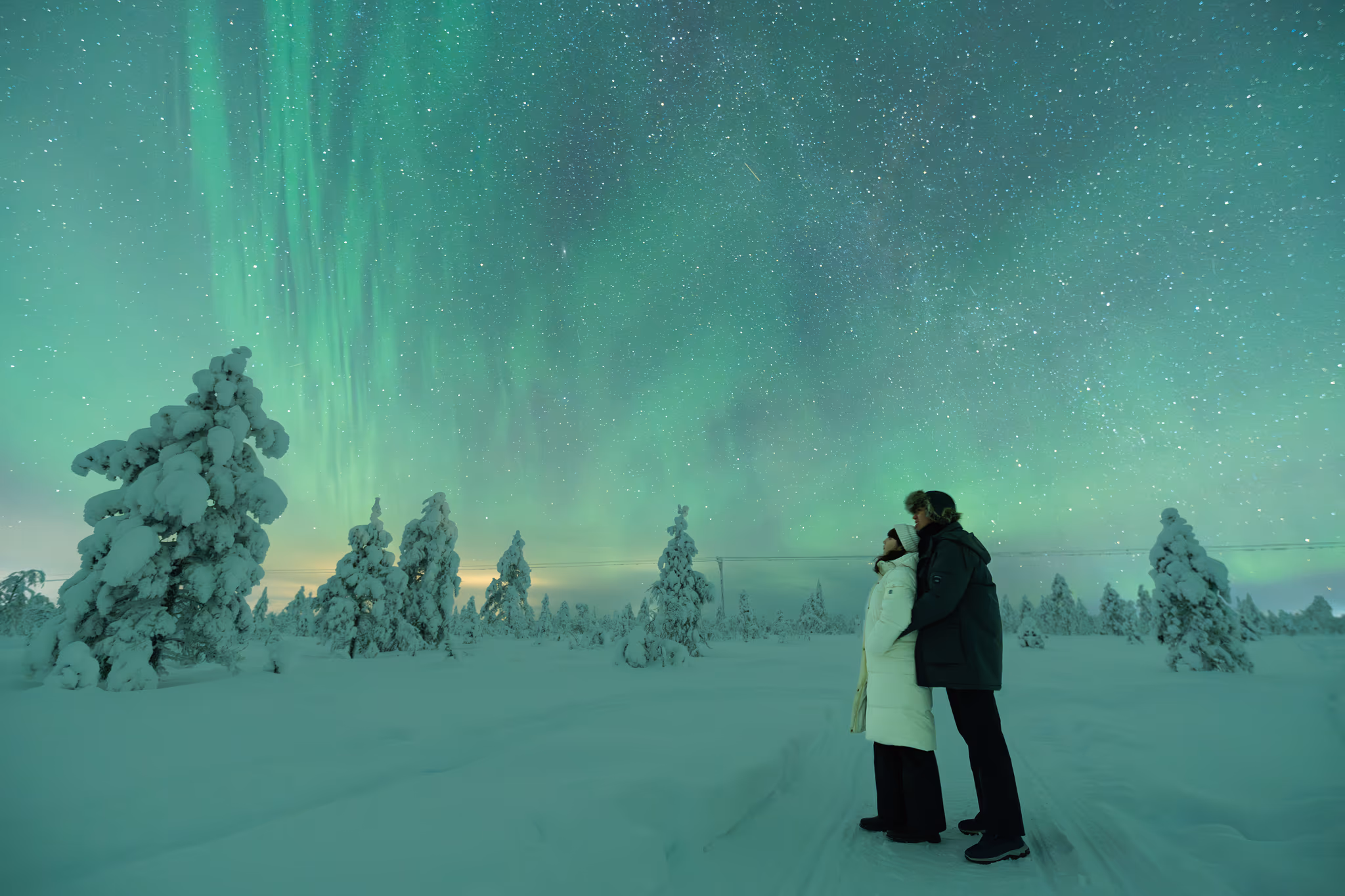 Foto real de aurora de un tour de Lapland Explorers