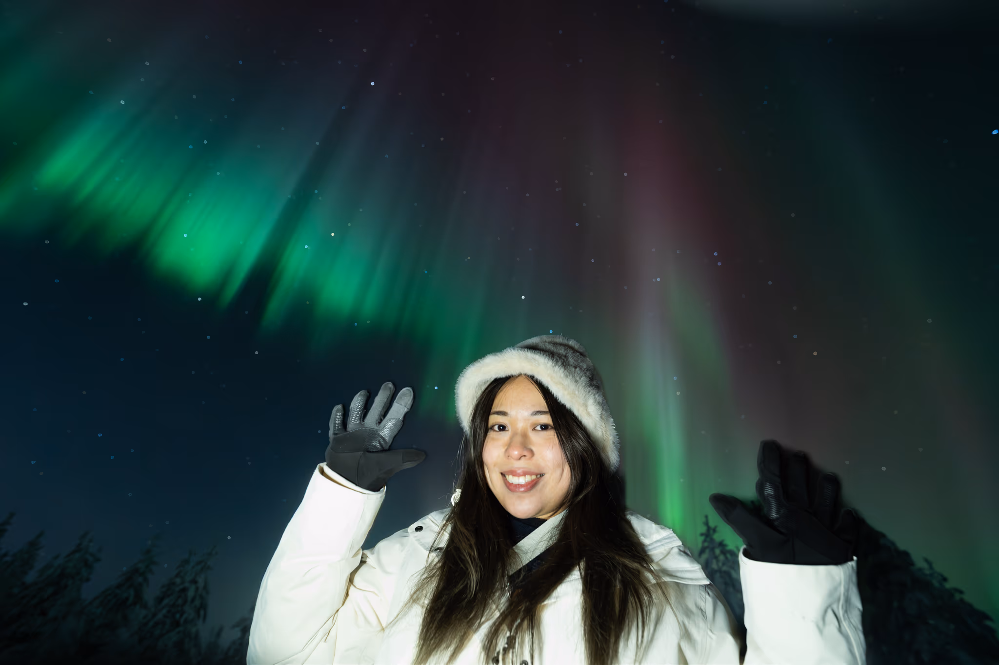 Foto real de aurora de um tour da Lapland Explorers