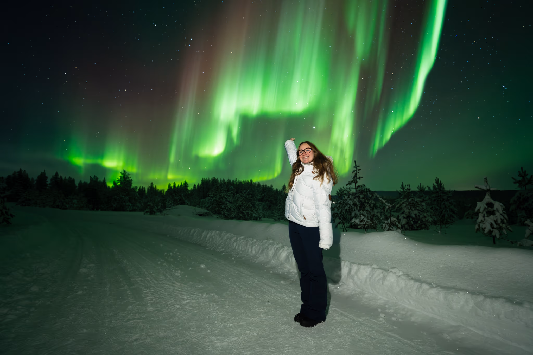 Foto real de aurora de um tour da Lapland Explorers