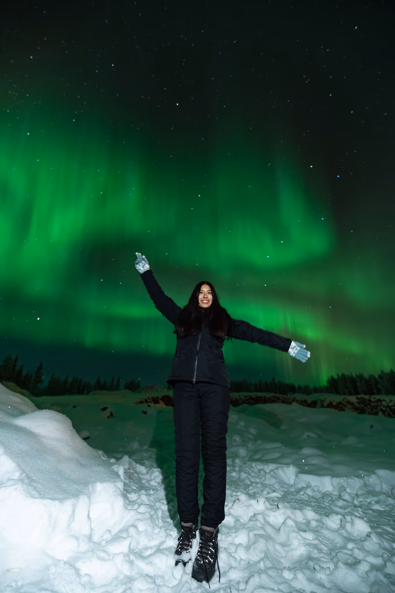 Foto real de aurora de um tour da Lapland Explorers