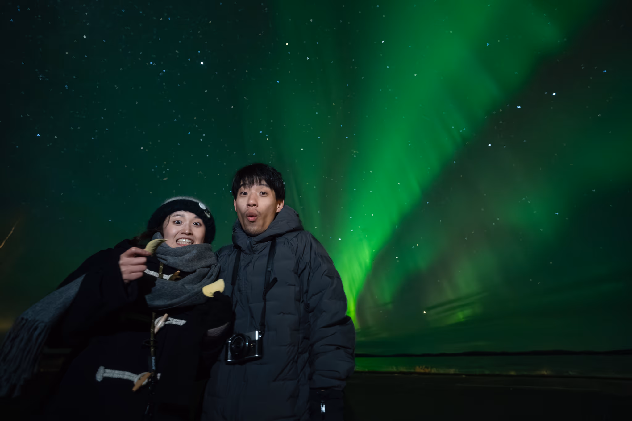 Foto real de aurora de un tour de Lapland Explorers