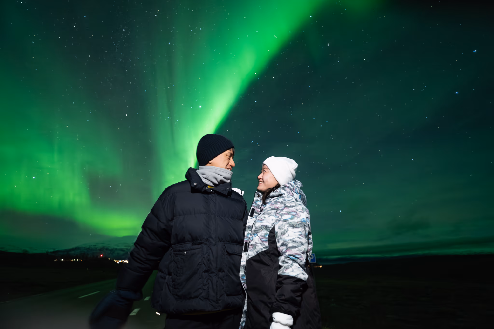 Foto real de aurora de un tour de Lapland Explorers